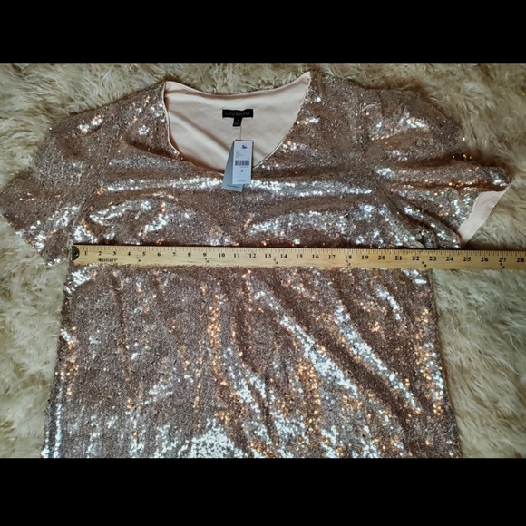 Lane Bryant Plus Size Gold Sequin Top - Picture 4 of 7
